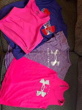 Under Armour Girls Hot Pink & Purple Athletic shirts and Tank Tops Bundle